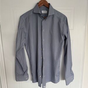 Eton Blue Dress Shirt Long Sleeve Crisp Design